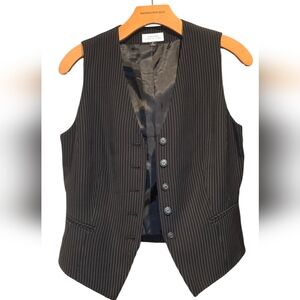 Tahari Women's Black Pinstriped Vest Size 6